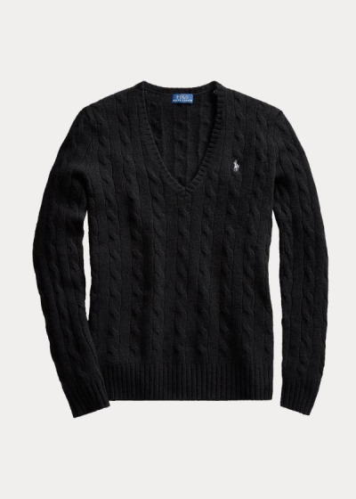 Sueter Polo Ralph Lauren Mujer Negros - Cable Wool-Cashmere - IXZLF4705